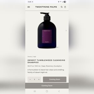 TwentyNine Palms 29- Desert Tumbleweed Cleansing Shampoo - 500ml